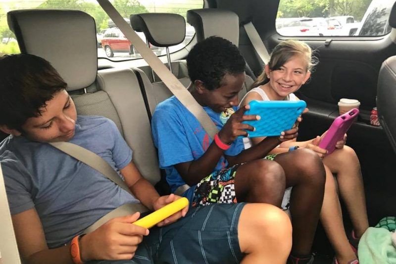 Technology is a major must have when on a two-week road trip with kids in tow.