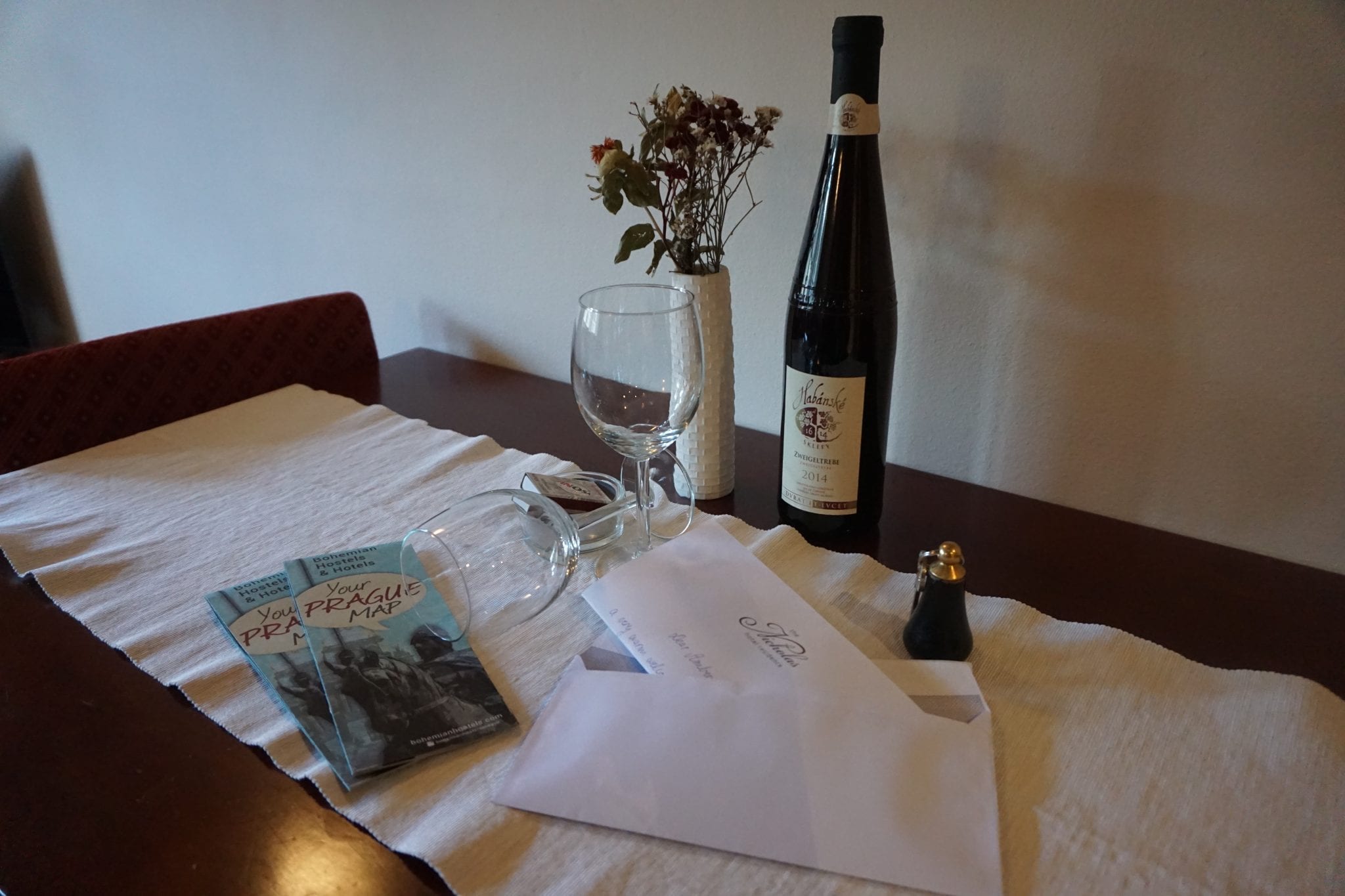 Personalized note and complimentary bottle of wine for guests at The Nicholas Hotel Residence in Prague | A review by Global Munchkins