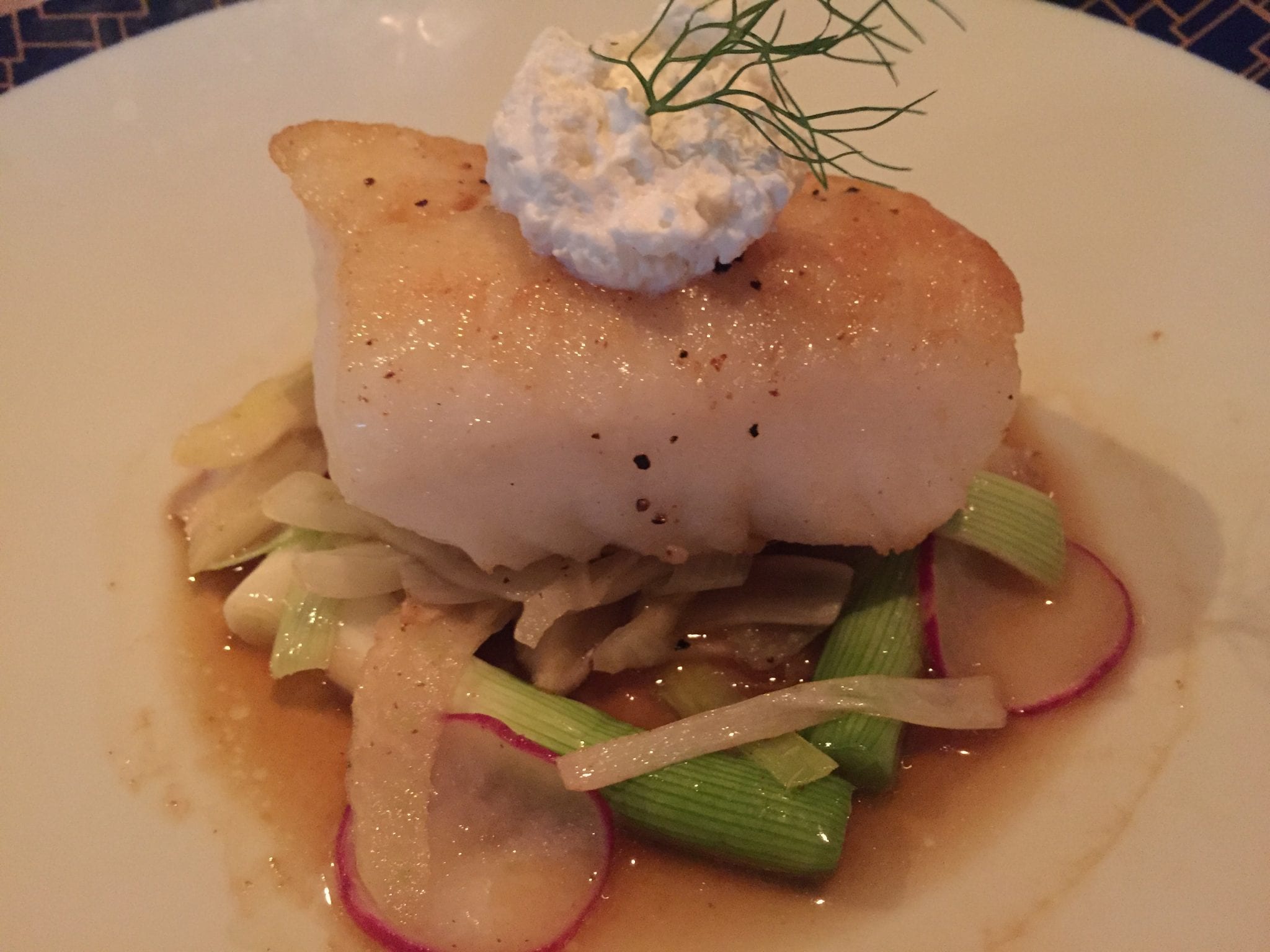 Sea Bass entree from Cagney's Steakhouse on NCL Getaway Cruise